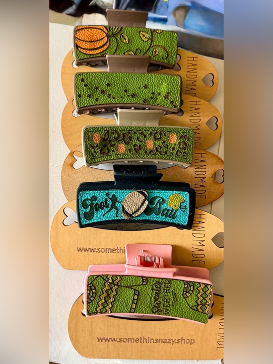 Hand Crafted Accessories - NEW!! Fall Series 2 Leather Hand Crafted/Painted Hair Clip your choice of 2